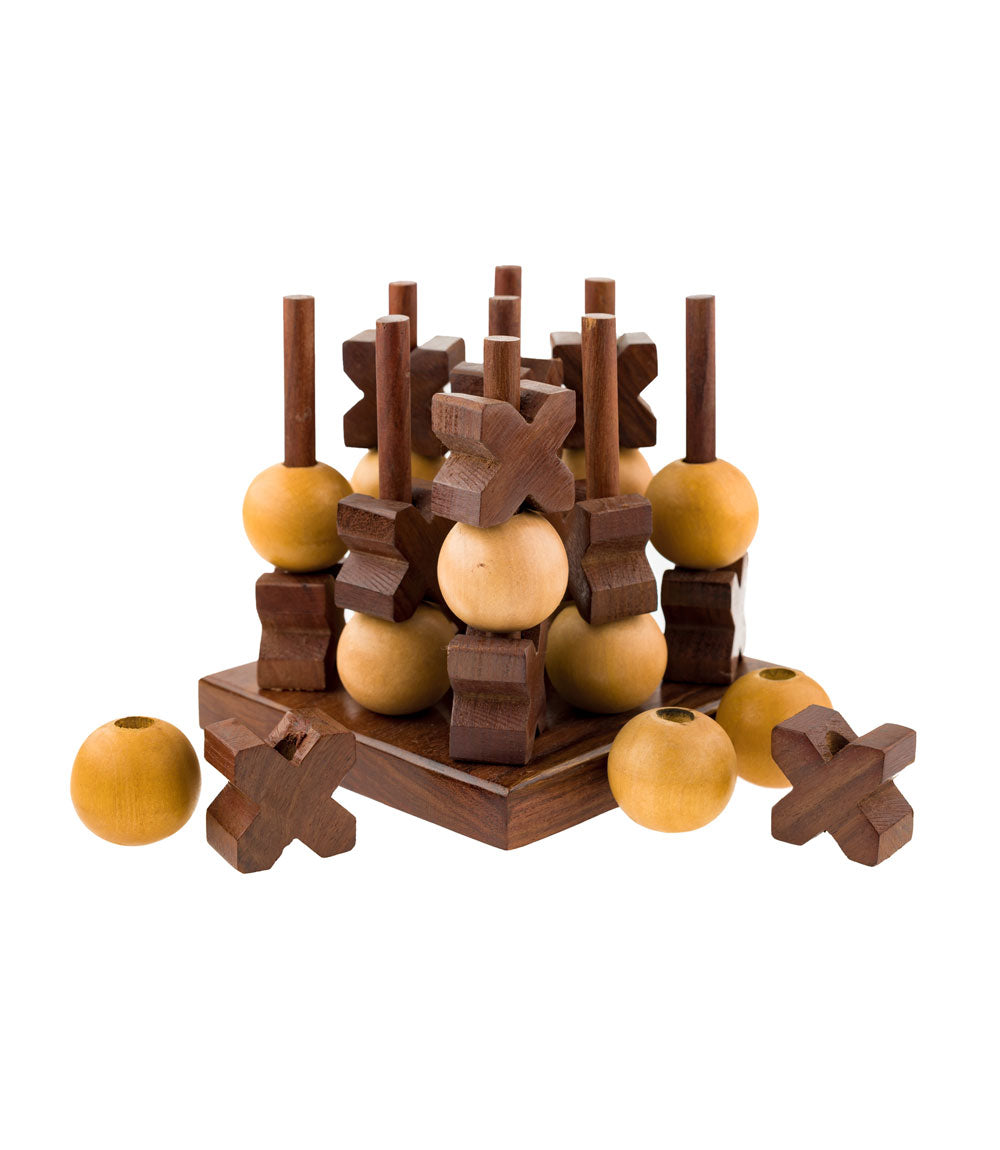 3D Tic Tac Toe Game Set - Handcrafted Wood - Sole Banana LLC