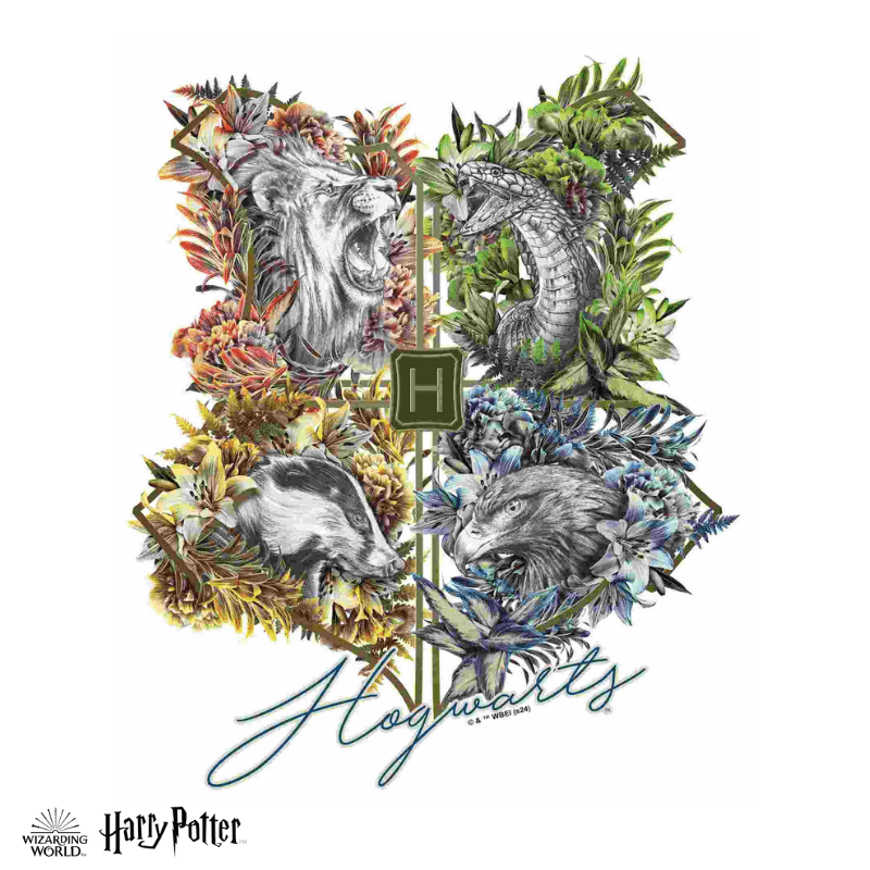 Harry Potter - Hogwarts Crests - Utilitarian Romance Wooden Jigsaw Puzzle