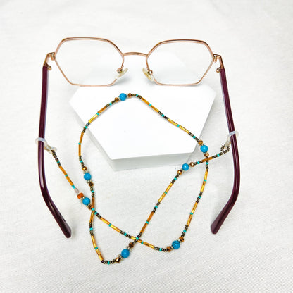 Eyeglass Holder and Chain - Turquoise, Bronze, Chunky, Multi-Colored Design