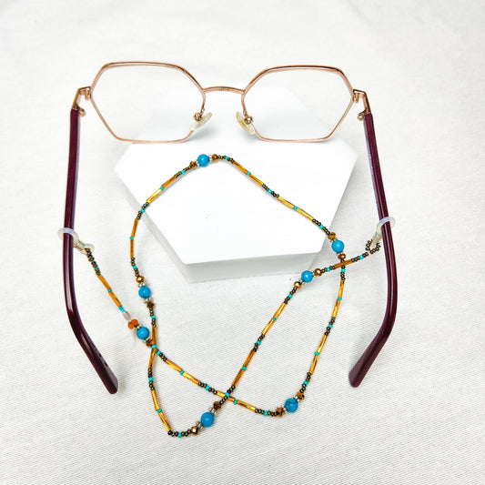 Eyeglass Holder and Chain - Turquoise, Bronze, Chunky, Multi-Colored Design