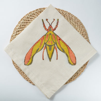 Hand Block Printed Napkin ~ Jewel Bug and Elephant Moth Collection