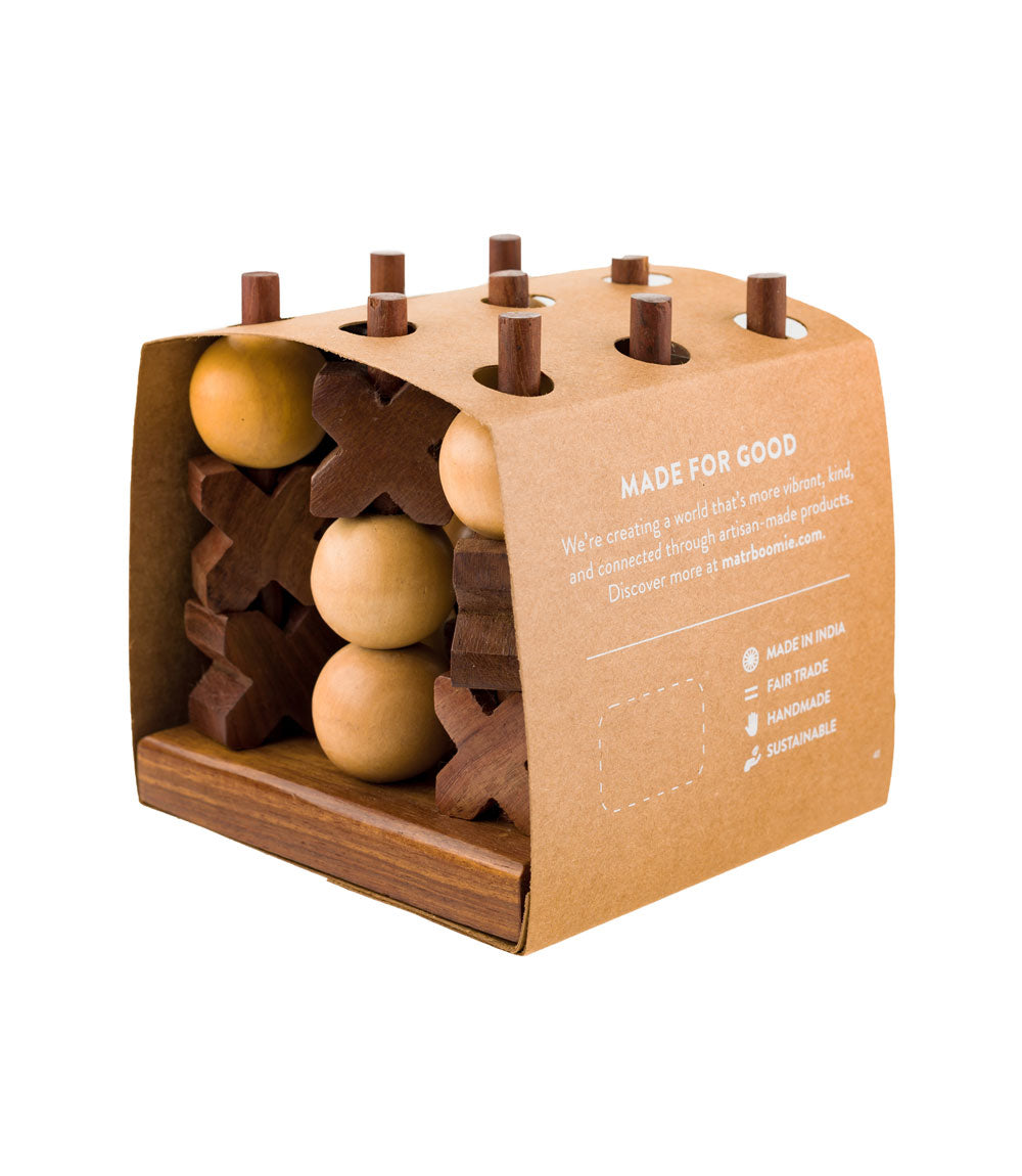 3D Tic Tac Toe Game Set - Handcrafted Wood - Sole Banana LLC