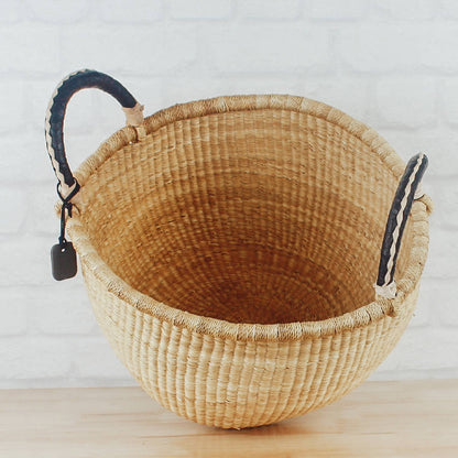 Bolga Baskets - Large Round Two Handle Natural