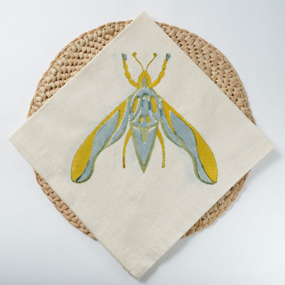 Hand Block Printed Napkin ~ Jewel Bug and Elephant Moth Collection