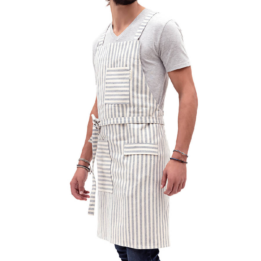 Crossback and Waist Bib Aprons - Blue and Striped Designs