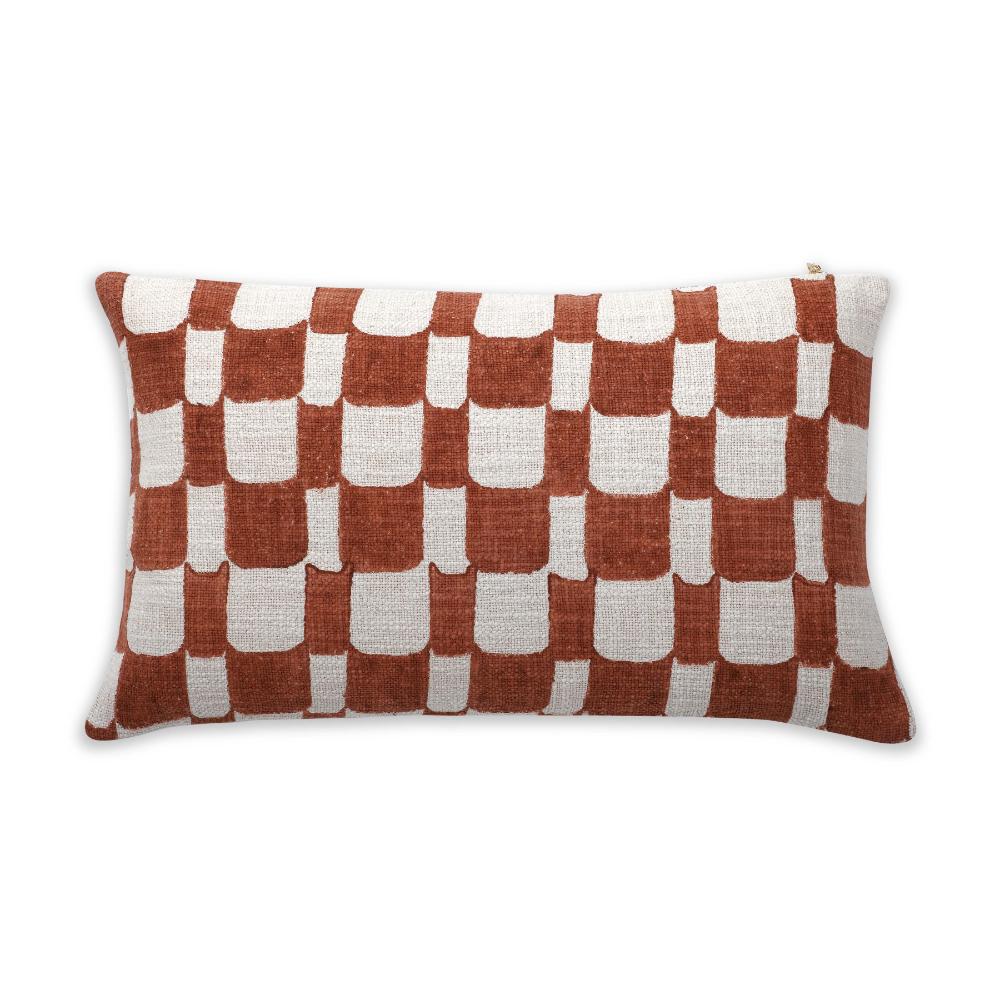 Checkered Block Printed Pillow