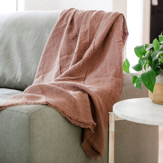 Stone Washed Linen Throw - Perfect for Cozying Up in Any Space