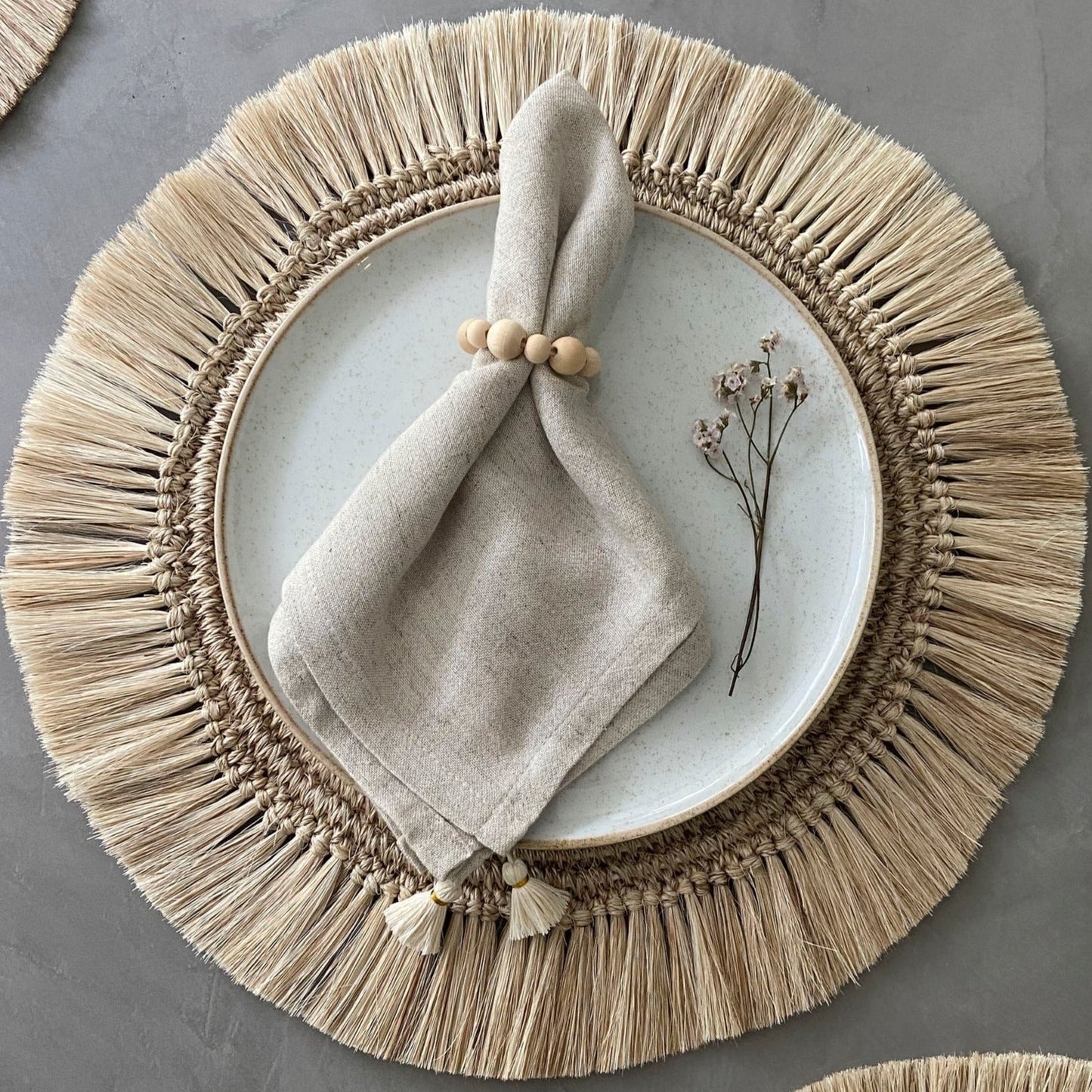 Fique Placemat and Coaster Set - Includes Napkin Ring and Set of 4 Each