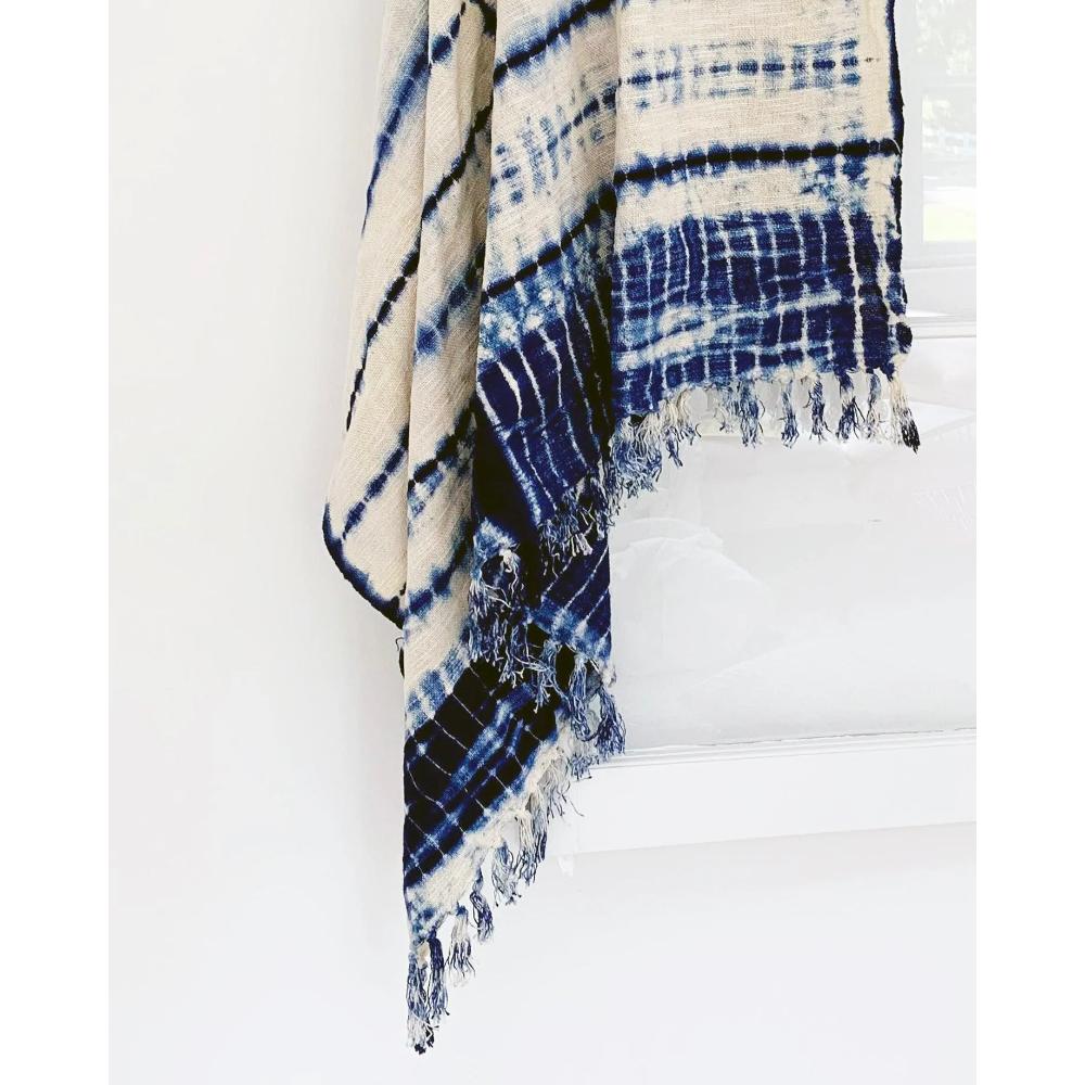 Indigo Shibori Throw - Decorative Textile for Home Decor