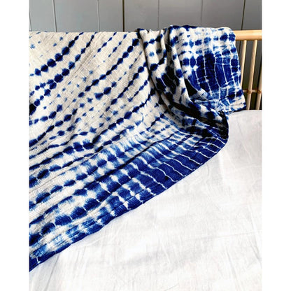 Indigo Shibori Throw - Decorative Textile for Home Decor