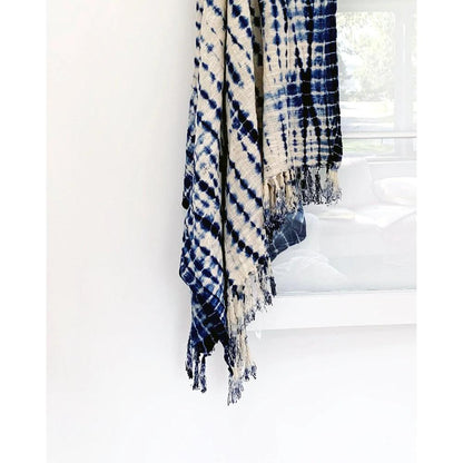 Indigo Shibori Throw - Decorative Textile for Home Decor