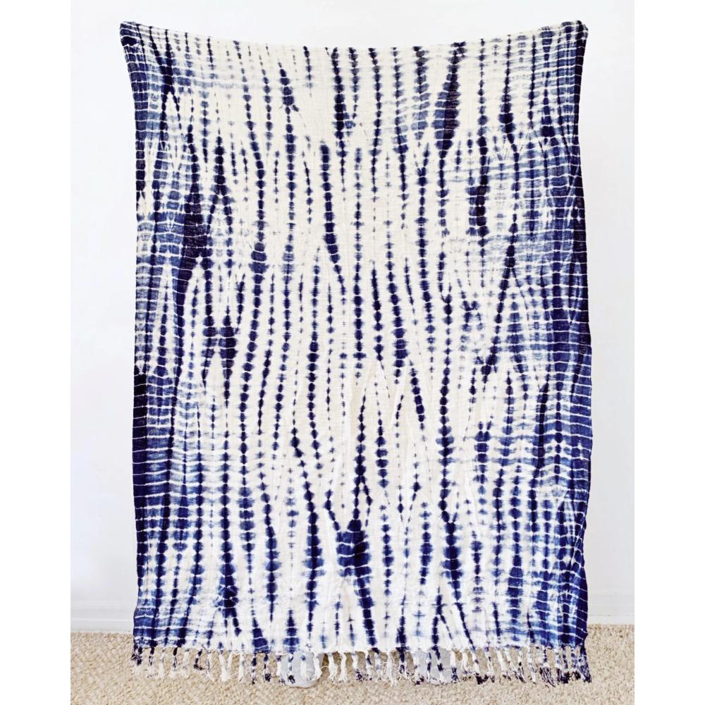 Indigo Shibori Throw - Decorative Textile for Home Decor