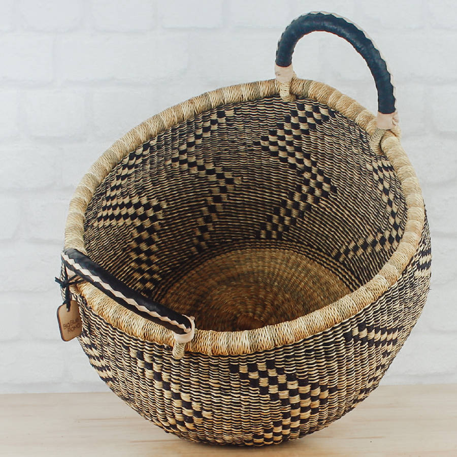 Bolga Baskets - Large Round Two Handle Natural