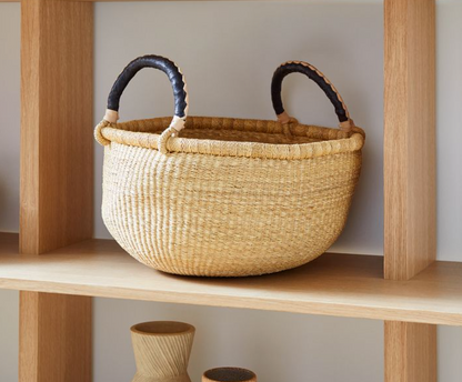 Bolga Baskets - Large Round Two Handle Natural