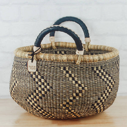 Bolga Baskets - Large Round Two Handle Natural