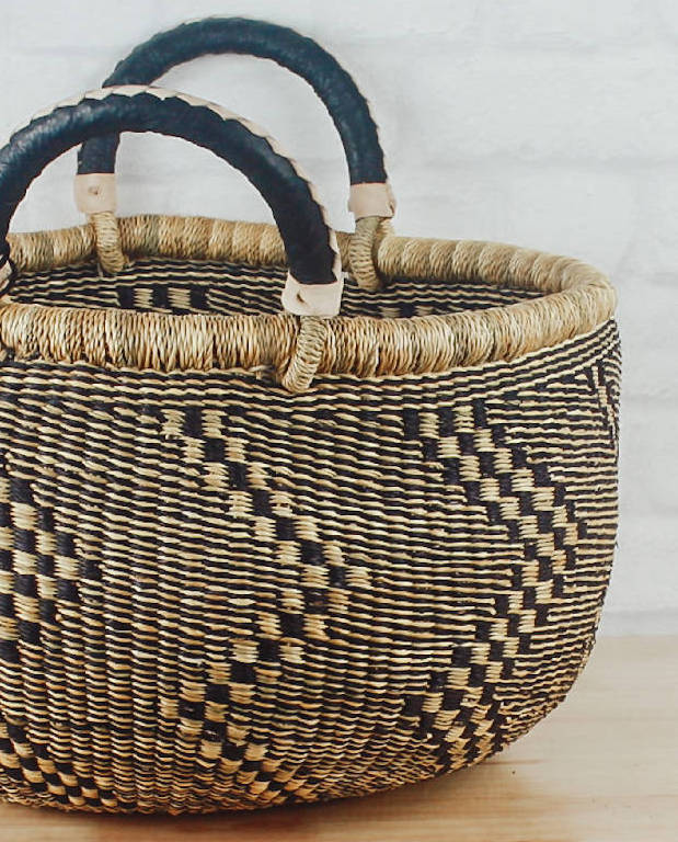 Bolga Baskets - Large Round Two Handle Natural