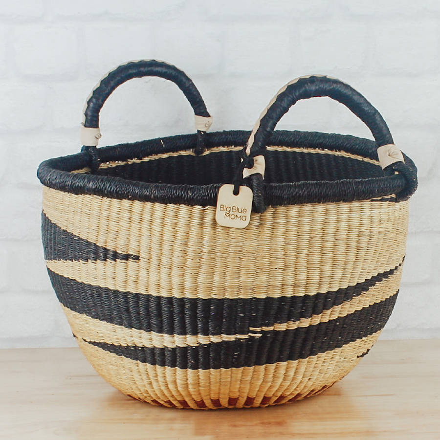 Bolga Baskets - Large Round Two Handle Natural