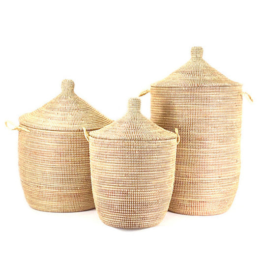 Dou Lid Storage Basket Monochrome Natural and White