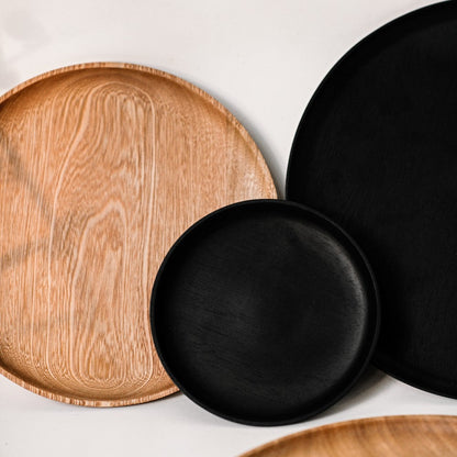 Morada Wood Collection - Botanero Bowl, Cake Stand, Cuenco Bowl, Rosa Morada Cutting Board & Salad Spoons Set