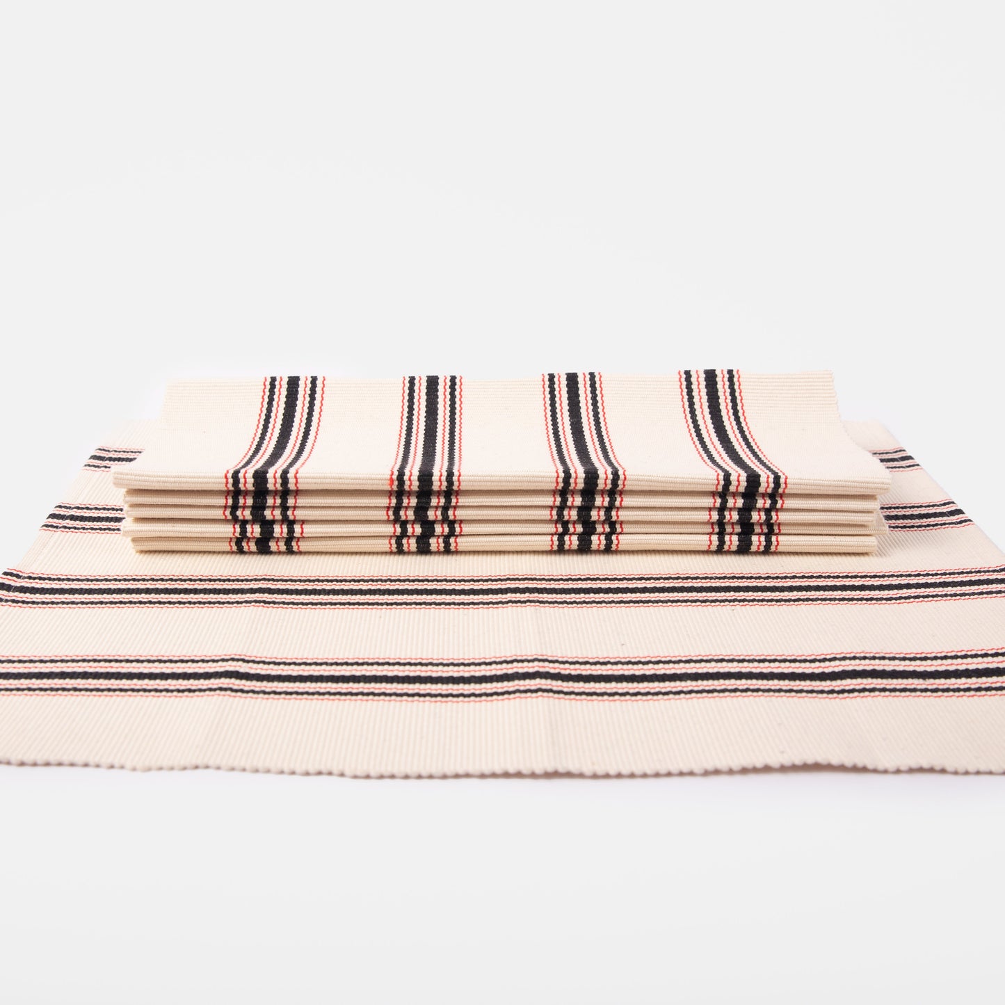 Mistari Placemats, Napkins, and Striped Tea Towel Set