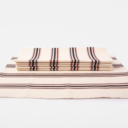 Mistari Placemats, Napkins, and Striped Tea Towel Set