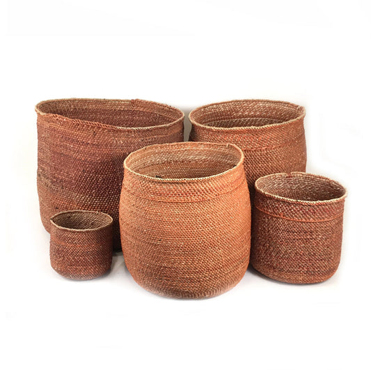 Iringa Basket Collection - Woven Baskets with Stripes and Natural Designs