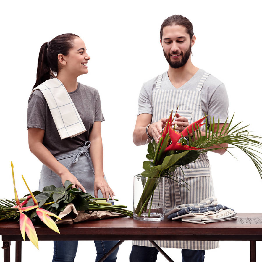 Crossback and Waist Bib Aprons - Blue and Striped Designs