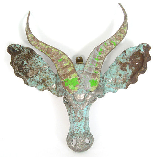 Recycled Metal Animal Masks Wall Art - Wildebeest, Springbok, Sable, Kudu, Elephant, Buffalo