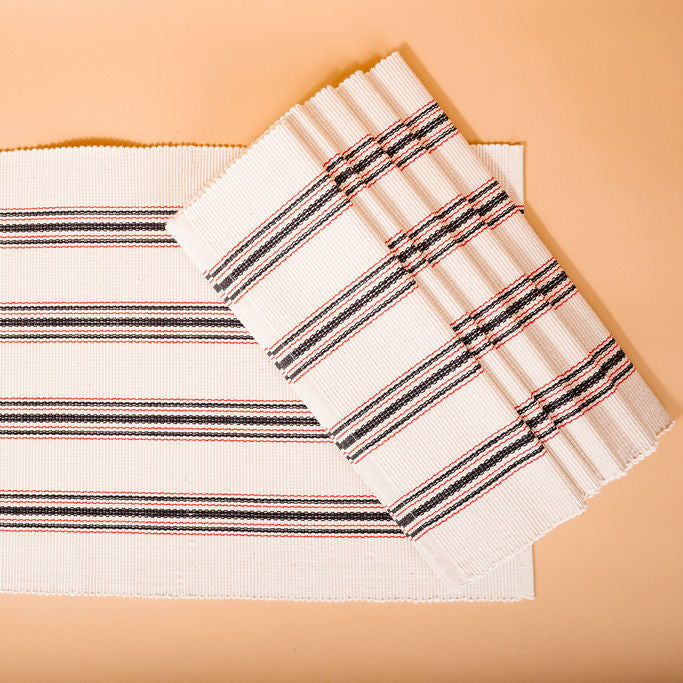 Mistari Placemats, Napkins, and Striped Tea Towel Set