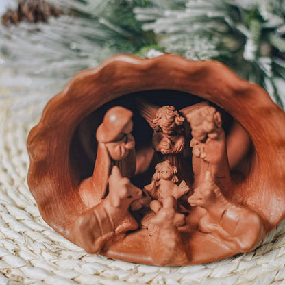 Terracotta Shell Nativity Scene - Small and Large