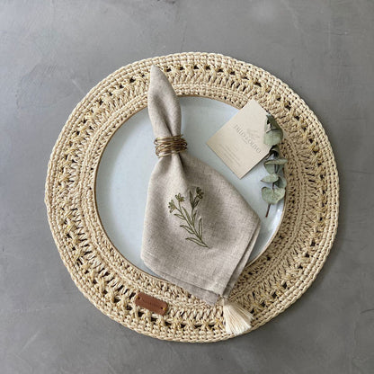 Fique Placemat and Coaster Set - Includes Napkin Ring and Set of 4 Each